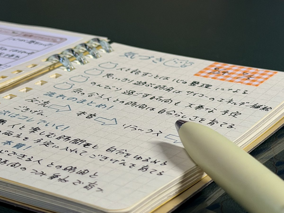 hirotonao0223's tweet photo. 今週のチューニングウィークリー✍
毎日の出来事を書いて 最後に1週間を振り返る時間！書き終わるころには「今週もいい1週間だったな」って思える😊 振り返るたびに 小さな発見があったり♡そんな時間が 私の小さな楽しみです☺️#めめたんず#チューニングウィークリー#手帳時間 https://t.co/ZSOx24xcEt