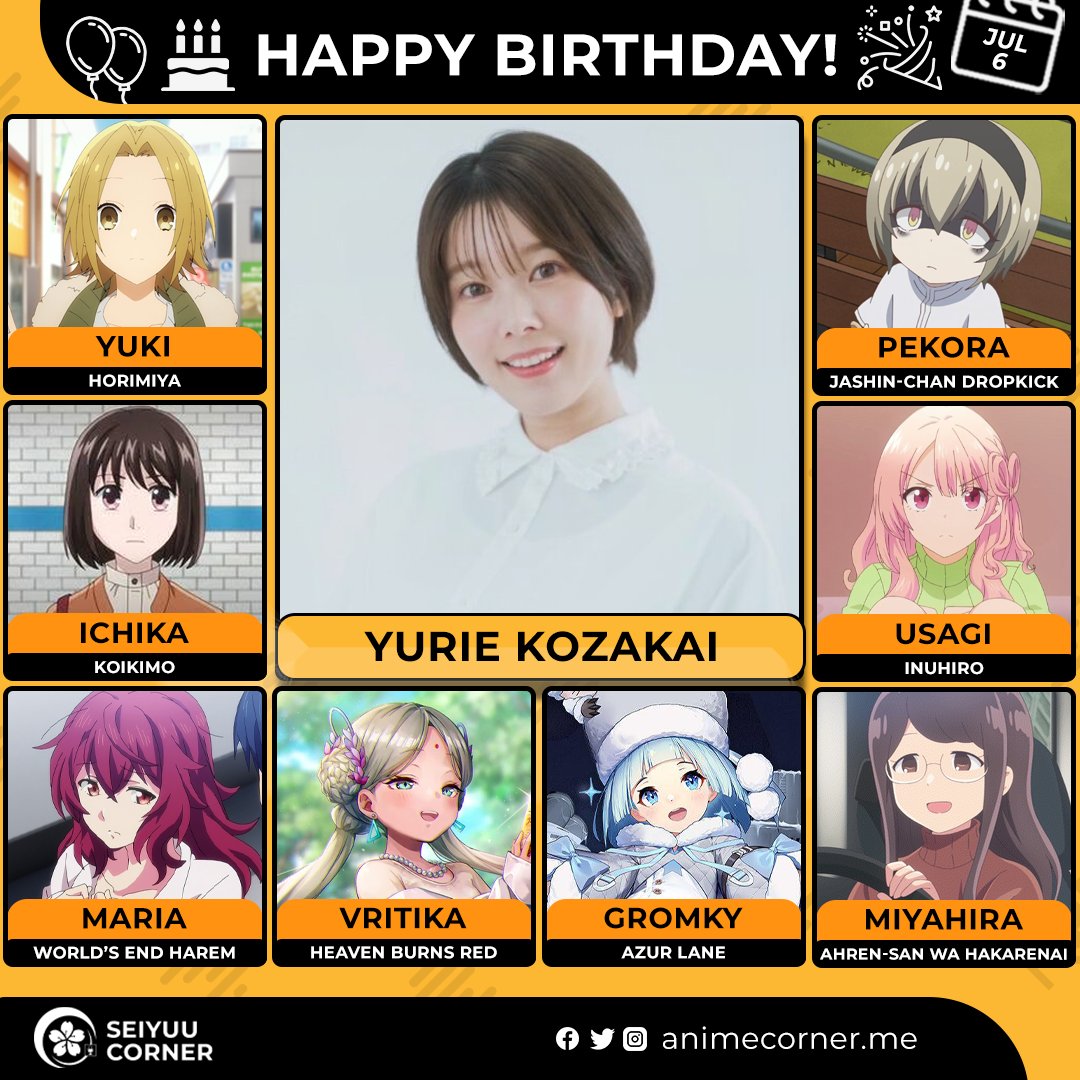 seiyuucorner's tweet photo. Happy birthday Yurie Kozakai! 🎉 

Let's wish her all the best @Kozakai_Yurie 

#YurieKozakai #小坂井祐莉絵 #小坂井祐莉絵生誕祭2026 https://t.co/fXEdt7UIMe