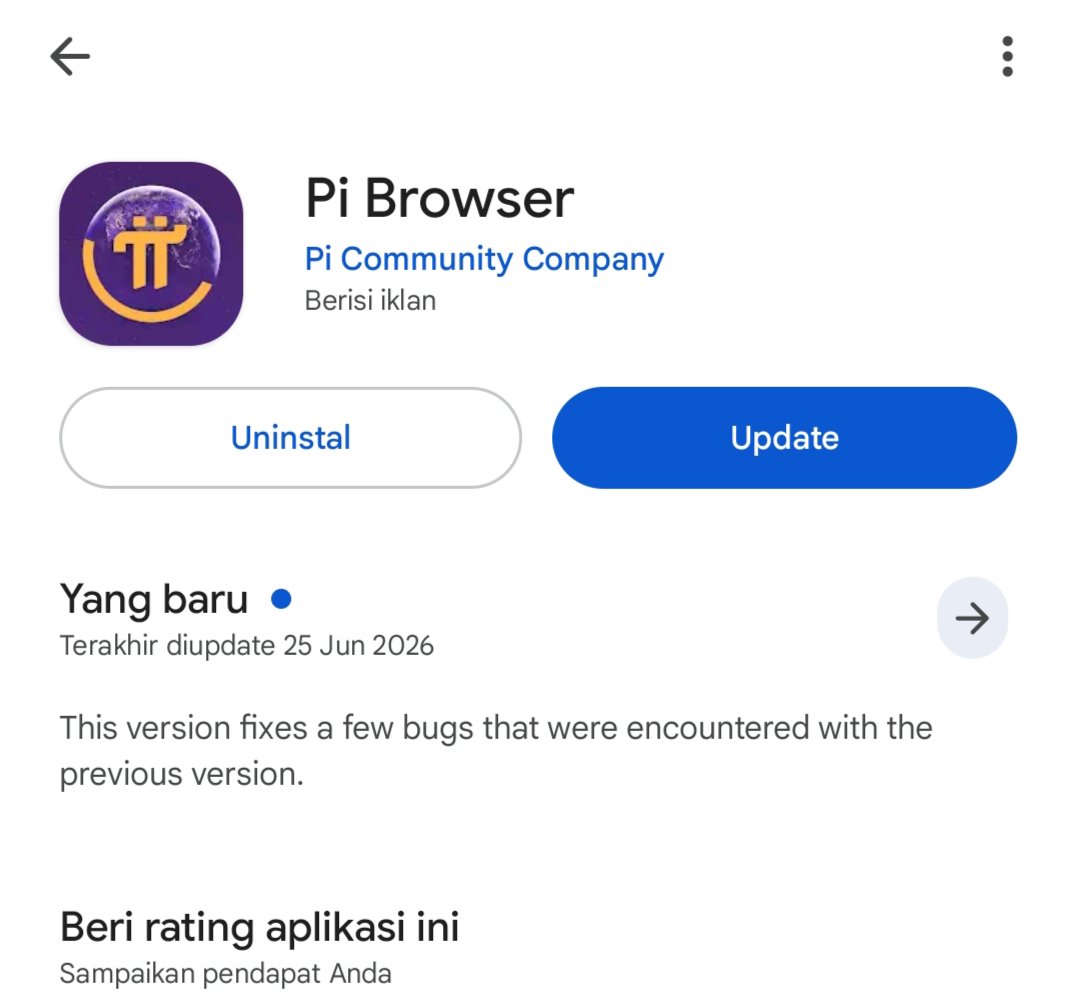 k_isn090's tweet photo. Apakah Pioneer sudah cek Playstore ada pembaruan di PI Browser? Saya sudah perbaharui
#pinetwork #PiCoreTeam #pigcv https://t.co/0LReFTs2Ux
