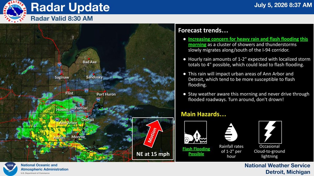 Increasing concern for heavy rain and flash flooding this morning as a ...