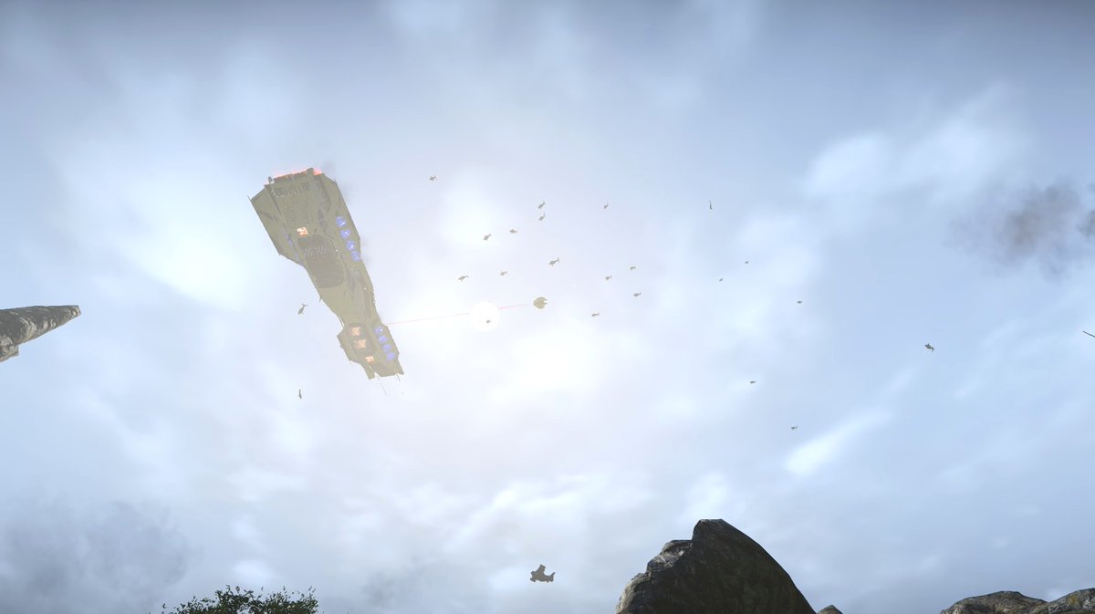 DarthKalani's tweet photo. Steamの画像フォルダを見てたら懐かしい画像が出てきた。4年前、空母を倒すために集まった航空部隊を地上の基地から見上げた時のもの。

#Planetside2 #プラネットサイド2 https://t.co/qOrqfYhMwG