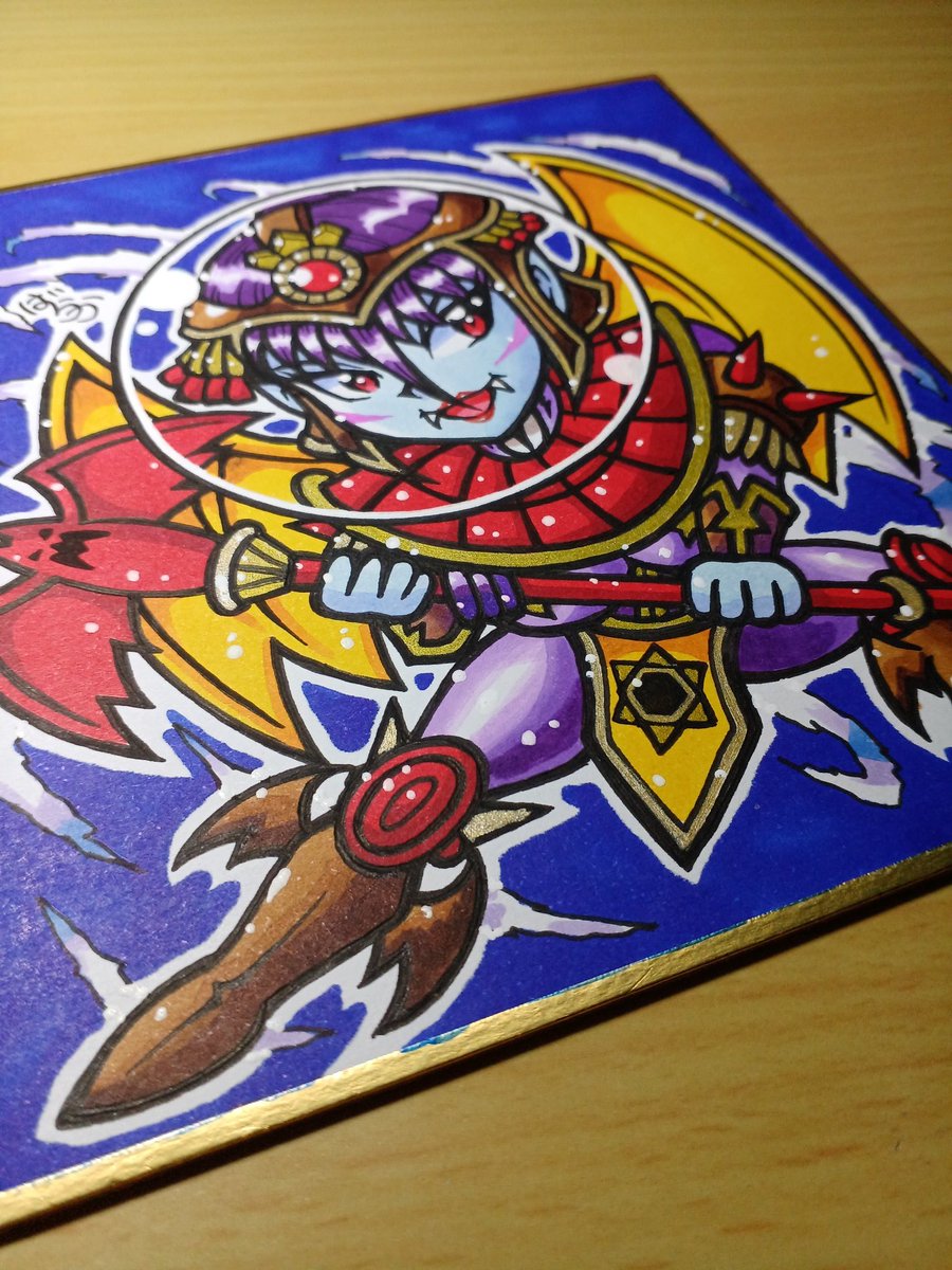 ミニ色紙に #ビックリマン から #サタンマリア を描きました(^o