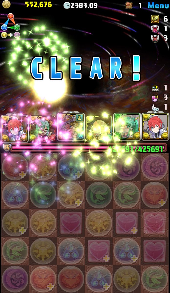 CID8705's tweet photo. #パズドラ
6400万DL記念クエストLv.5
潜在なし編成でクリア！

遅延と覚醒無効多すぎでしょ
あと、毎回地味に嫌なのがリダチェン
今回はファスカで対策 https://t.co/xBUwNXOVVF