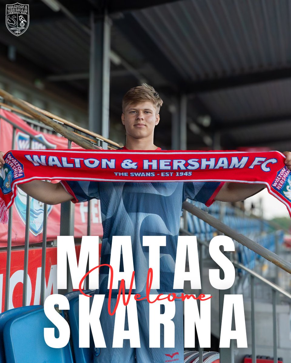 waltonhershamfc's tweet photo. ⚠️ TRANSFER NEWS! ⚠️

Time for a 7⃣th new signing! 

🇱🇹 Matas is a right sided player and joins us from Canvey Island.  

Welcome to the swans @matas_skarna05! 🦢 https://t.co/V9XHY2agek