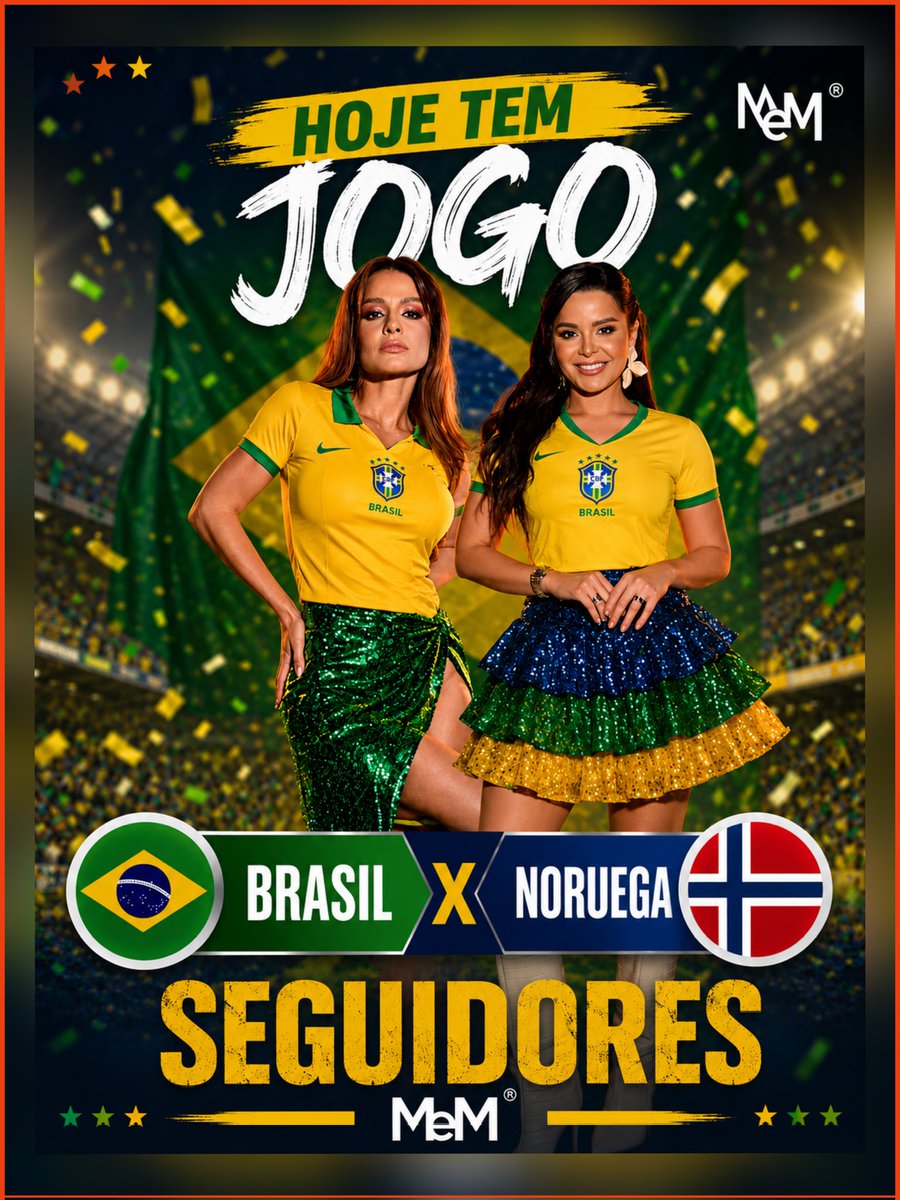 Seguidoresmem's tweet photo. É hoje 
Brasil 🇧🇷 x Noruega 🇳🇴
@MaiaraeMaraisa @MaiaraMeM @Maraisa https://t.co/zTT6ehh0Pr