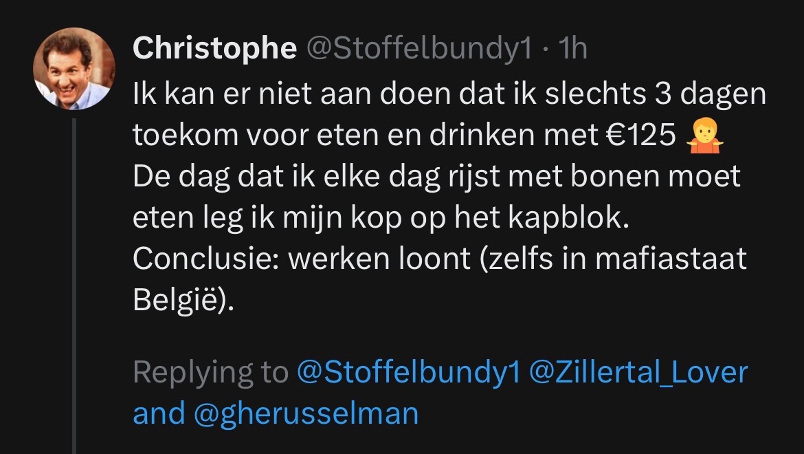 Modderpoel7's tweet photo. @Stoffelbundy1 @Zillertal_Lover @gherusselman Wie is hier de werkelijke dombo, die het niet eens begrijpt wat hij heeft getweet, maar vervolgens wel zijn stelling aanpast, naar alleen eten en drinken? 🤡 https://t.co/dEjAVfD9wn