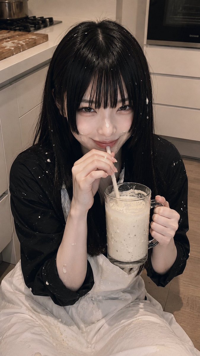 aifueti's tweet photo. ジョッキに入ったドロドロの濃〜いとろろドリンクを飲んでもらいました。
力を入れて擦りおろしたけいであちこち飛び散ってしまってますね。
ジョッキ一杯溜めようと思ったら何人必要なんでしょうかね(?)
#AIフォト #AI美女 https://t.co/CKRjKW2Bs0