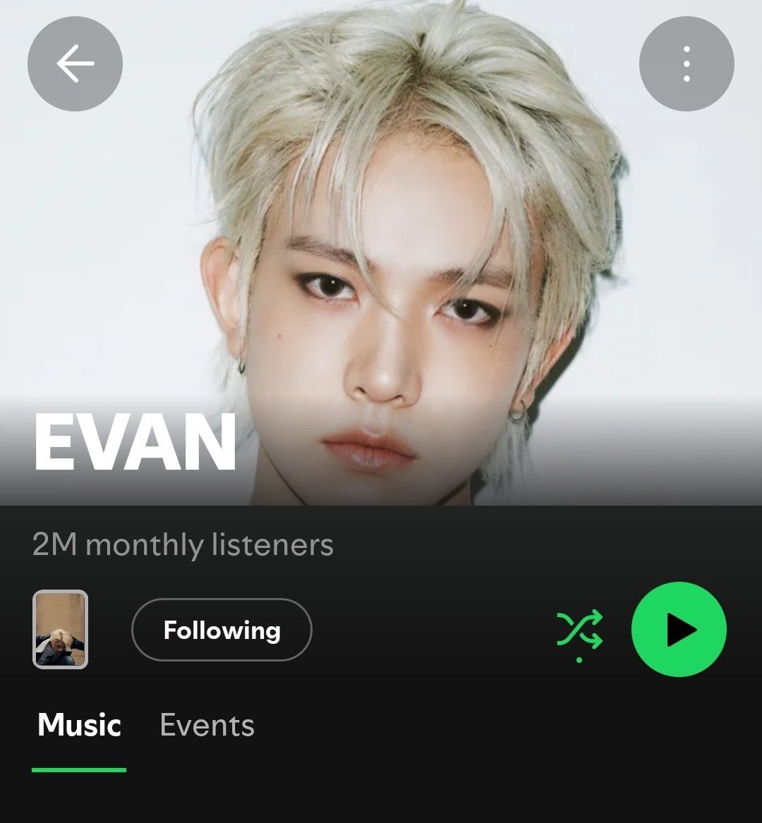 evanfolder's tweet photo. EVAN has now reached 2M monthly listeners on Spotify!

#EVAN #에반 #HEESEUNG #희승 https://t.co/SM7cPmJoyF