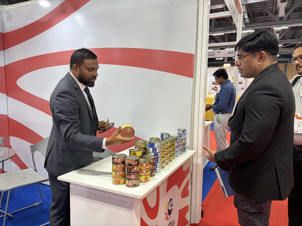 mformpcmv's tweet photo. During the Seafood Expo Bharat 2026 held from 1st - 3rd July in Chennai, MFORMPC in collaboration with @mifcomv showcased the premium canned tuna from Maldives and engaged with potential buyers from the Indian seafood industry. 

We also held productive meetings with investors together with @MFAORmv discussing opportunities in the Aquaculture and Seafood processing industry in the Maldives. 

We look forward to working with partners from the Indian seafood industry and @MPEDACOCHIN 

We thank the @HCIMaldives and the Commissioner HE Shri G. Balasubramanian for his support to MFORMPC during our participation at #SEBChennai