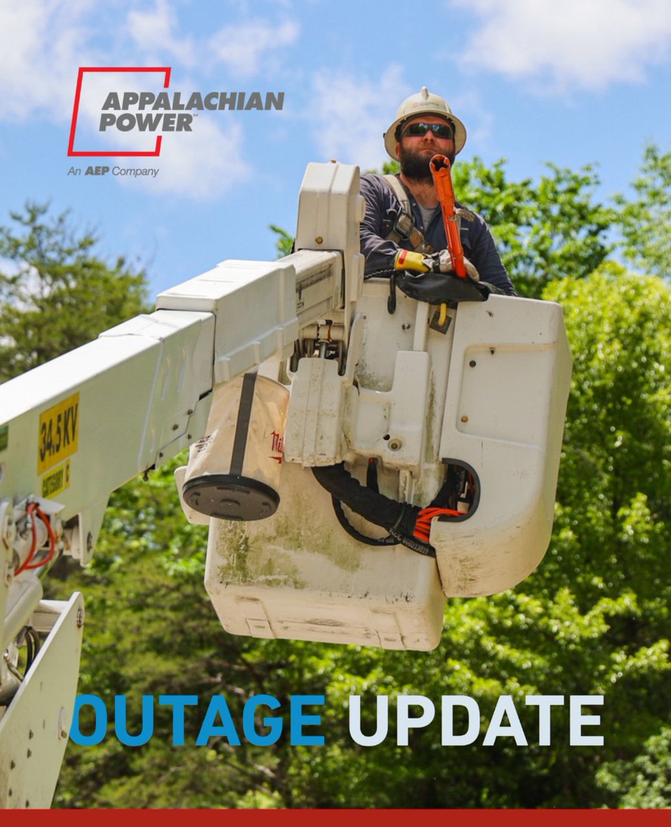 AppalachianPowe's tweet photo. Our crews are actively restoring service and assessing damage after yesterday's storms. Additional storms are expected later today and this evening, which could result in new outages and slow restoration efforts. ⛈️

📲 Report an outage: https://t.co/DYE1jo0MsM. https://t.co/KAYLKHSrWr