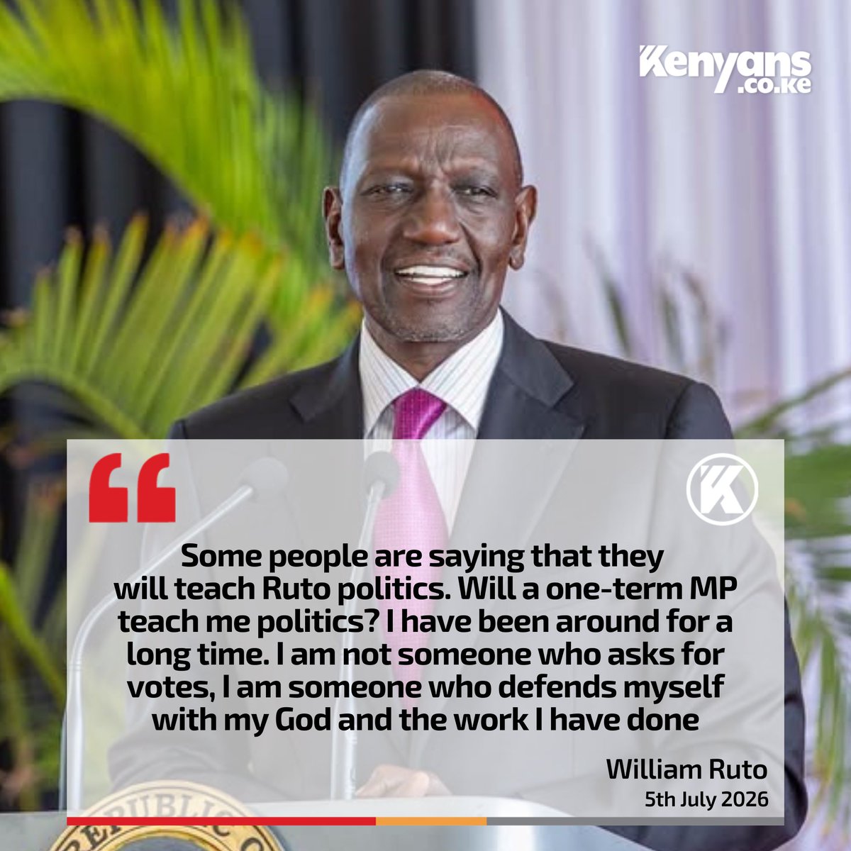 Kenyans's tweet photo. Will a one-term MP teach me politics? - President Ruto https://t.co/VSDXEm6af6