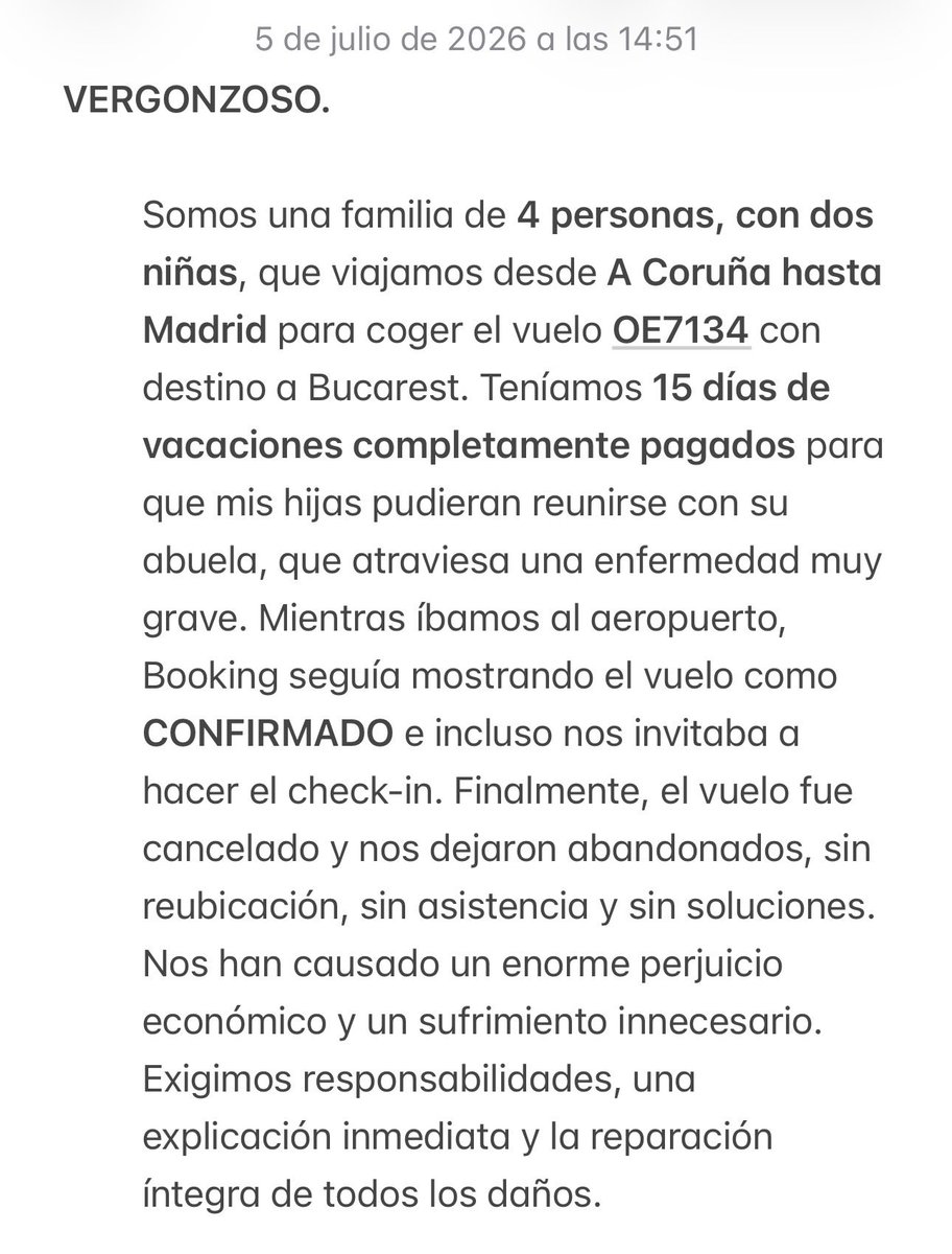 anomar21's tweet photo. @bookingcom @FLYONE_Romania Esto es inaceptable
No vamos a dejar este caso sin reclamar. #DerechosPasajeros #EU261 #Booking #FLYONE https://t.co/PjSn0ec6CV