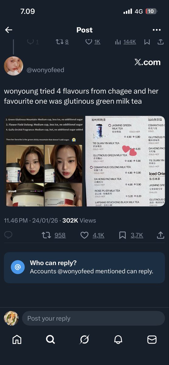 ffarliani's tweet photo. Pernah nyobain chagee kesukaan wonyoung yang ini, ternyata gue yang kampung soalnya ga doyan 😭 demiAllah kaya minum jus taokaenoi alias jus rumput laut 😭😭😭😭😭😭
Udah paling bener yang da hong pao sih https://t.co/ZZuym8YZHL