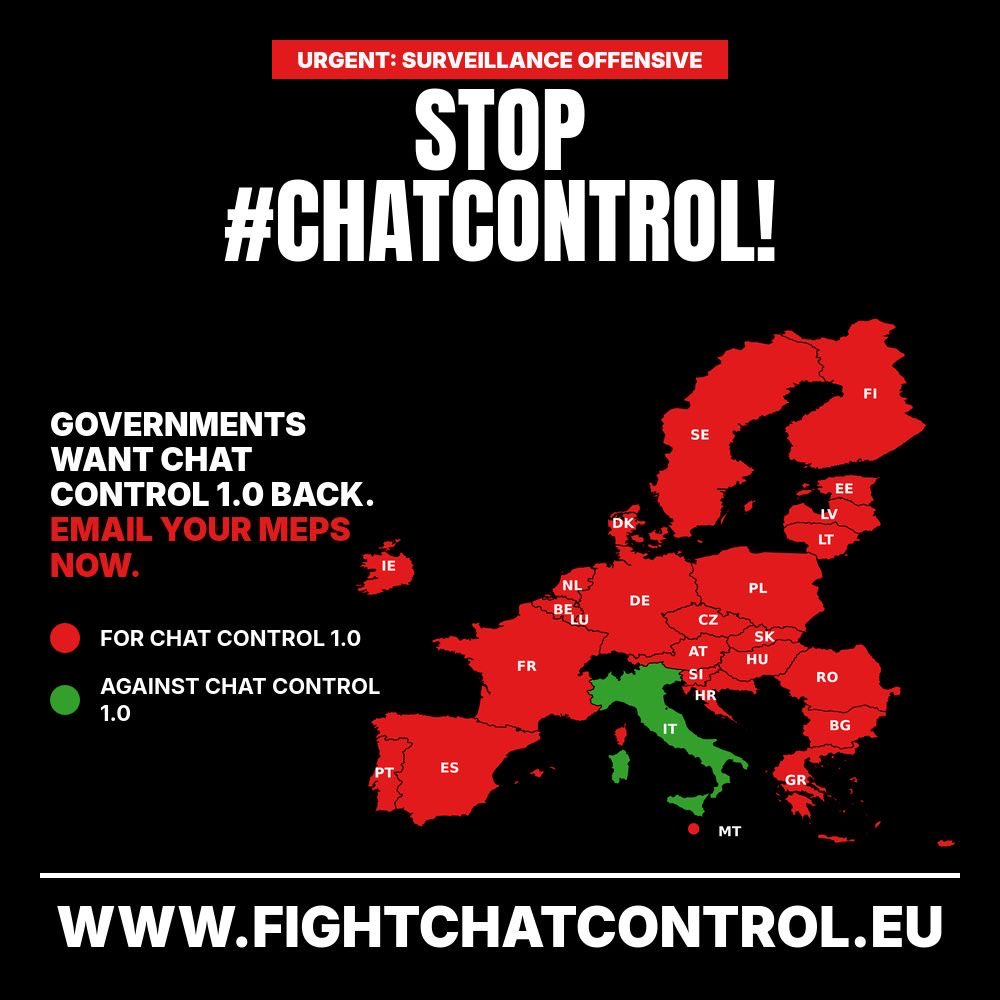 Byron_Bulb's tweet photo. As the 5th trilogue finished without agreement, Council and the European People's Party (EPP), with Germany's SDP and CDU being the driving forces, are attempting to bypass Parliament and reactivate the already expired #ChatControl 1.0.

https://t.co/GA36W8uJDl https://t.co/pO9vwtYnFP