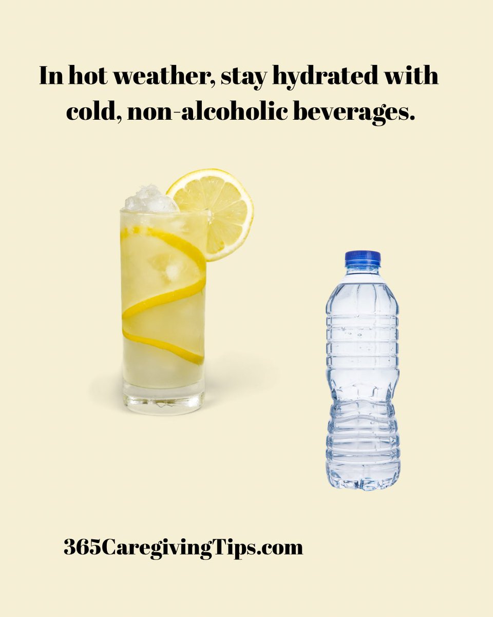 365CareTips's tweet photo. It’s hot. In some places, it’s really hot. It’s important to stay hydrated with nonalcoholic beverages #caregiving https://t.co/kQGiunX1eV