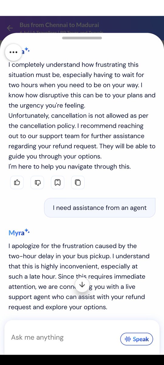 praveenbkcloud's tweet photo. Attaching my chat with customer support. The response was unhelpful despite a delay of nearly 2 hours. This is unacceptable for urgent travel. I expect a full refund and appropriate compensation for the inconvenience caused, as I now have to arrange alternate transportation. https://t.co/yO7dKgkcFH