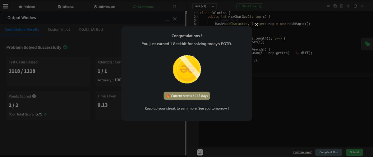 Siddhesh_2110's tweet photo. Day 215 π
β
LC POTD
β
GFG POTD
β
CF 1x Problem
β
Spring Boot Revision
CF Insight:
Identify the cursor movement pattern to calculate the minimum moves without simulation.
Revised Spring Core, JPA & REST.
#Day215 #DSA #Codeforces #SpringBoot #Java https://t.co/AYZgep3foG