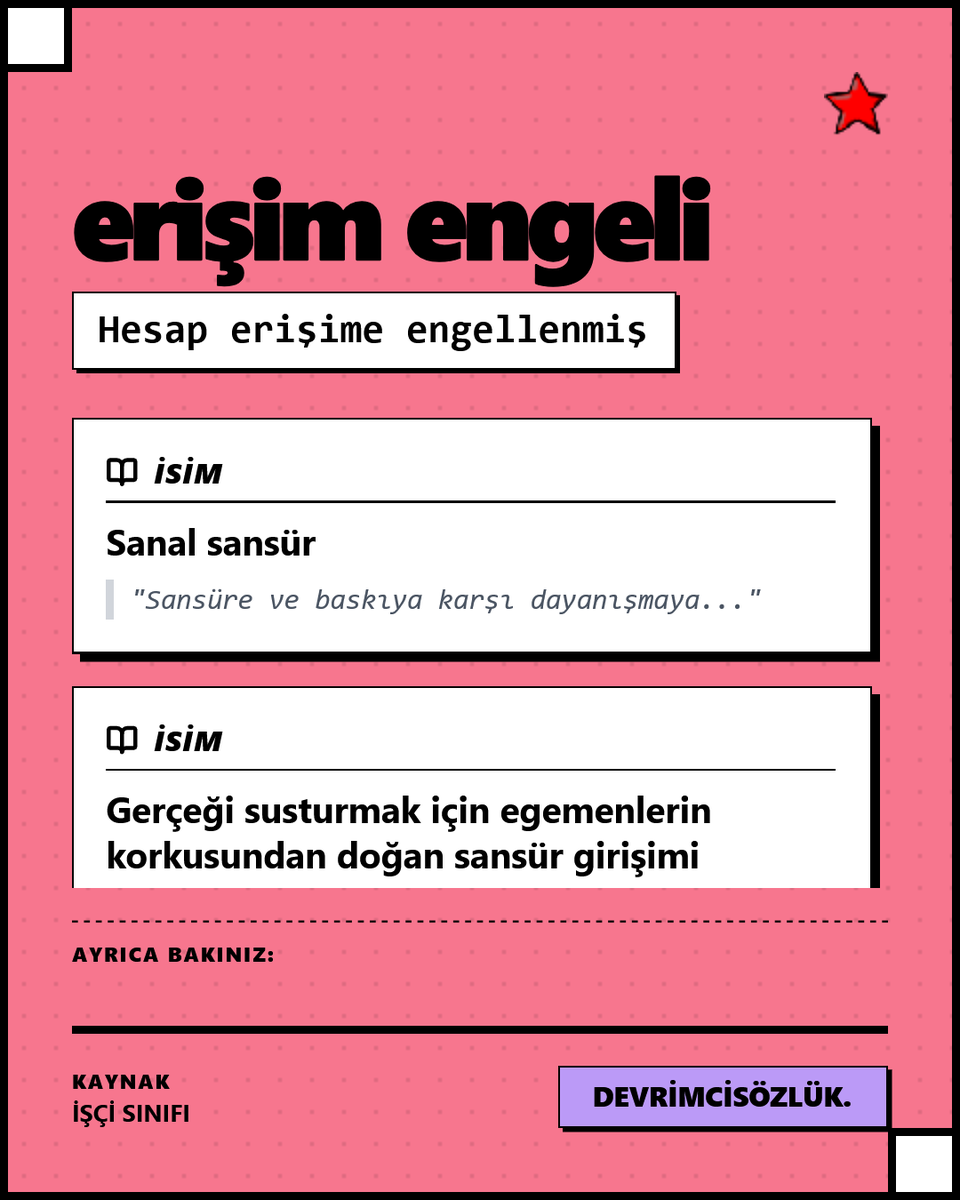 devrimcisozluk_'s tweet photo. NATO için emekten ve ezilenden yana kurum ve basın hesaplarını tekrar erişime engellediler. 

Tüm devrimci-demokrat kamuoyunu yeni hesapları takibe paylaşmaya çağırıyoruz. Yeni hesaplar:

Mücadele Birliği Gazetesi - @MBGazete26
Kadıköy Halk Meclisi - @KADIKYHALKr7 
++++ https://t.co/hjSzVvXYdd