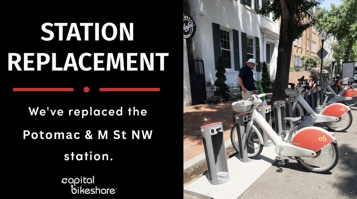 bikeshare's tweet photo. 🚨 STATION ALERT 🚨

We’ve replaced and expanded the Potomac &amp; M St NW station with five additional docks. Unlock a CaBi bike and explore more of Georgetown today! https://t.co/8Zc0aT8lBT