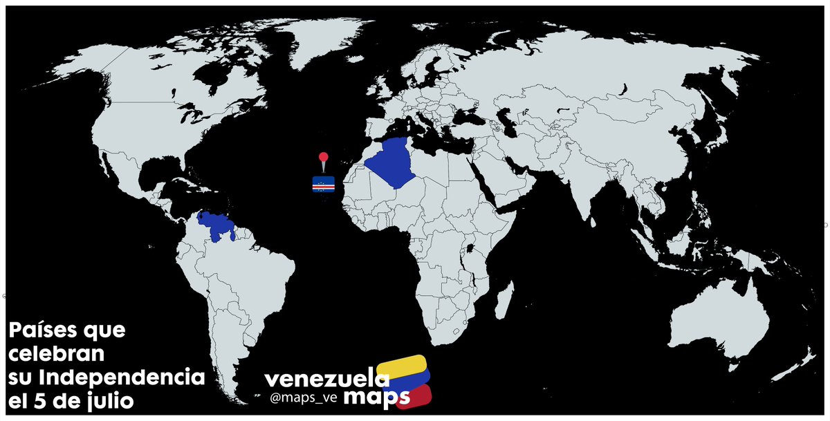 maps_ve's tweet photo. Países que celebran su Independencia el 5 de julio https://t.co/FzP50loOTH