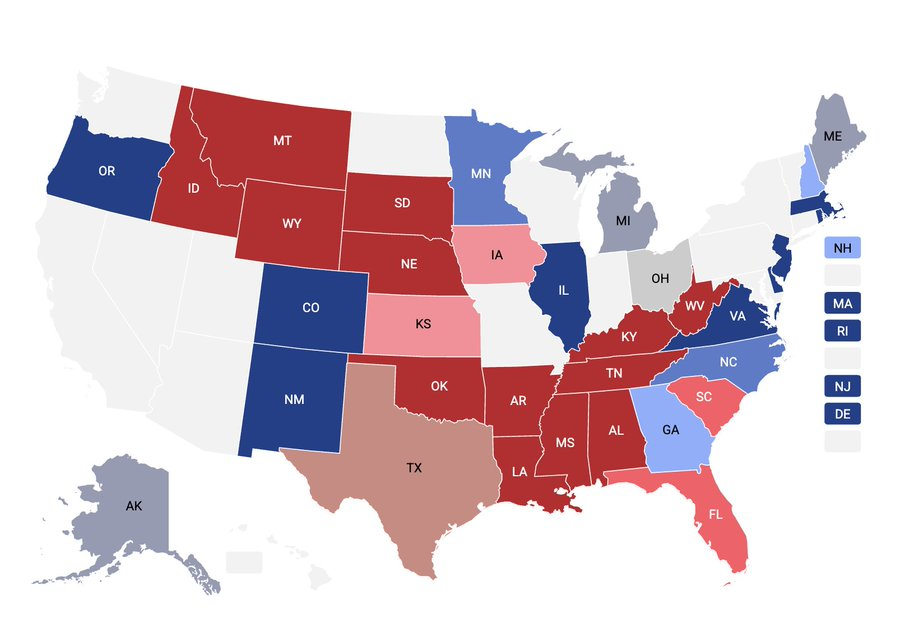 election_oracle's tweet photo. ElectionOracle's July 2026 Election Prediction is here!! 

I'm projecting Texas to go for Republicans just so slightly - I don't think the 50-50 poll numbers are enough just yet to kick the election in democrats' favour. Iowa seems to get closer and closer every day. https://t.co/upKz7JkoHF