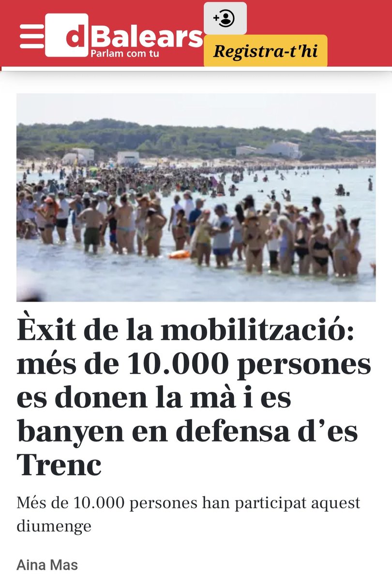 vagadefam's tweet photo. Resposta massiva en defensa des Trenc!!!! 

Heus ací com ho han vist les portades de quatre mitjans: els tres primers parlen de l'assistència de milers de manifestants que arriben a un màxim de 10.000. El mitjà que fa quatre, OK Diario del colonitzador foraster, Eduardo Inda, que pràctica la desinformació sistemàtica i el terrorisme periodístic al servei del CNI i de PP-VOX, ha fotut en portada la gran mentida de "Apenas mil personas forman una cadena humana..." però amb les presses no han pensat a esborrar el peu de foto de l'Agència Europa Press que reprodueixen i que parla de "miles de persones".

Els periodistes fatxes del PP-VOX reclutats per Inda a les colònies d'ultramar: Tomás Ibarz, Pedro Serra, Indalecio Rivelles, Julio Bastida, M. Á. Font, Mar del Valle, Fernando Merino... són uns cracs fora sèrie!