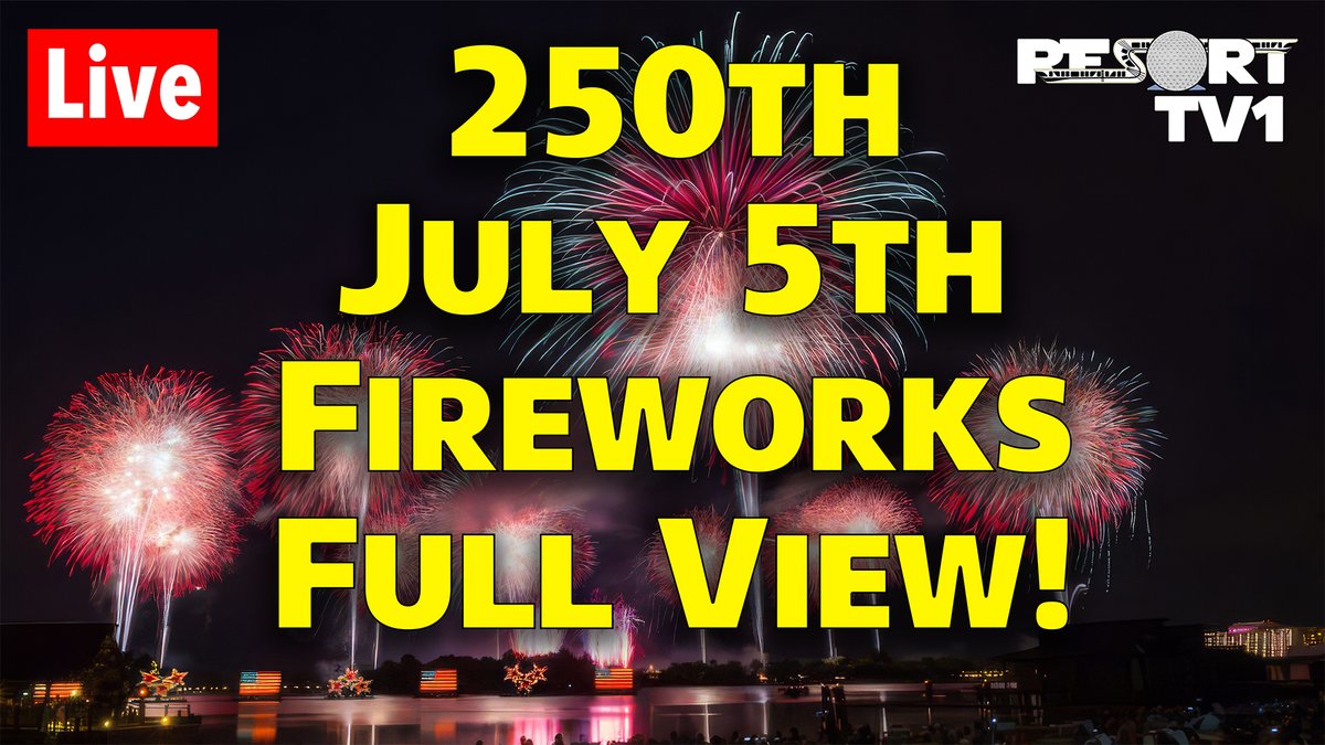 ResortTV1's tweet photo. Join us tonight at 6:00pm ET for July 4th Fireworks on July 5th at Magic Kingdom!  

The stream will be live here - https://t.co/HR75sc1yba  

Today, we'll show you an outside the park view of this amazing show!  See you at 6pm ET! https://t.co/exVVDpO4sE
