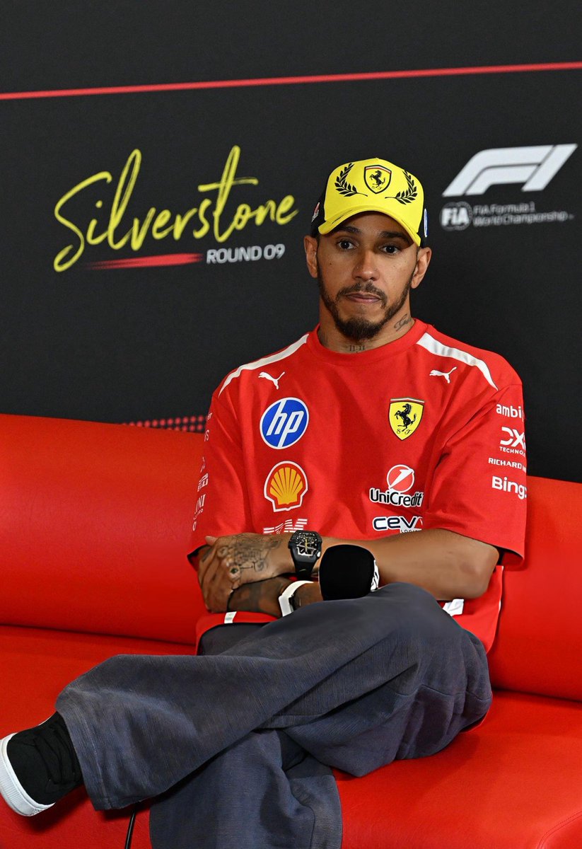 fiagirly's tweet photo. Lewis Hamilton in the press conference. 

#BritishGP 🇬🇧 https://t.co/l6Jy9lLb56