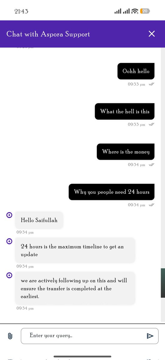 jakekhann's tweet photo. They are asking 24 hours for getting an update @centralbankuae @get_aspora https://t.co/Q9JYFevmhT