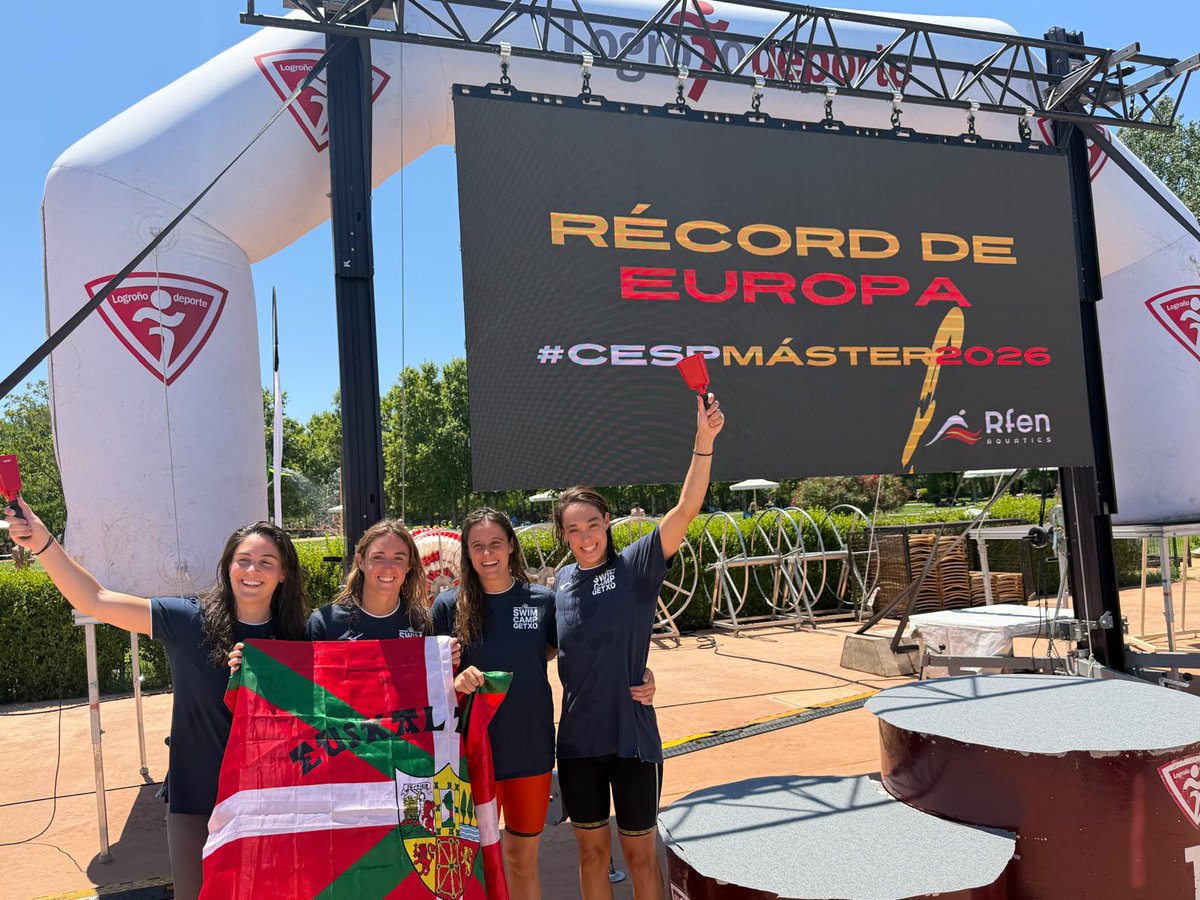 RFEN_Oficial's tweet photo. 🏊‍♂️🔝 ¡Broche de oro al Campeonato de España Open de Verano Masters Logroño 2026!

La última jornada nos deja un récord de Europa del Swim Camp Getxo en el relevo 4x100 estilos femenino +100 (4:30.93), además de otros siete récords de España. https://t.co/vDzzXzsXkn