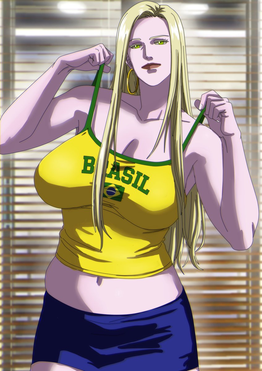 mzkrone's tweet photo. VAI, BRASIL! 🇧🇷
Eu não poderia deixar de passar essa Copa do Mundo sem fazer um desenho temático e por isso fiz a Ellena usando uma camisa do Brasil. Tudo bem que ela é estadunidense na história original, mas preferi fazê-la com uma roupa temática do nosso país mesmo! https://t.co/qOAeQE68a6