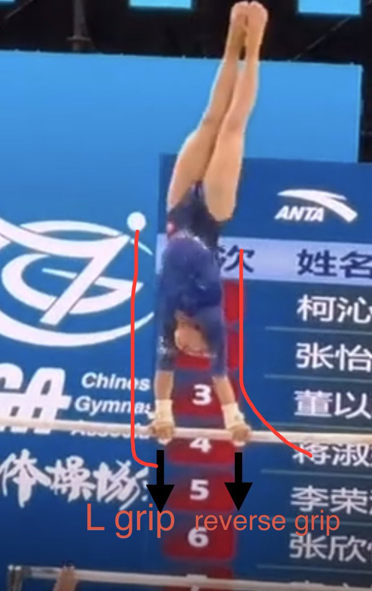CasperTN's tweet photo. @triplezwisting @lazybonesgym @GymMadness4 Look at the way she grabs the bar with her right hand, it’s reverse grip. And another pic shows it more clearly. https://t.co/JuC7X7smNQ