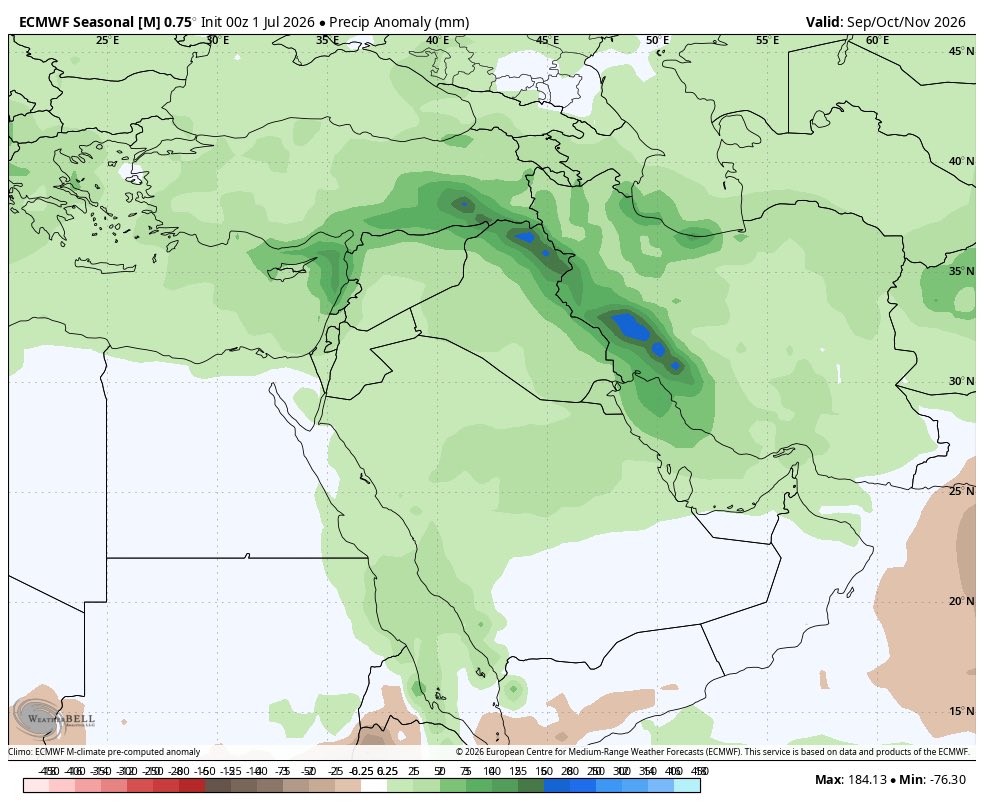 900800y's tweet photo. السلام عليكم ورحمة الله وبركاته 
مساء البشائر 
تحديث  الاوربي اليوم 
ارتفاع معدلات الأمطار خلال الوسم والله اعلم https://t.co/n63C2yjZVQ