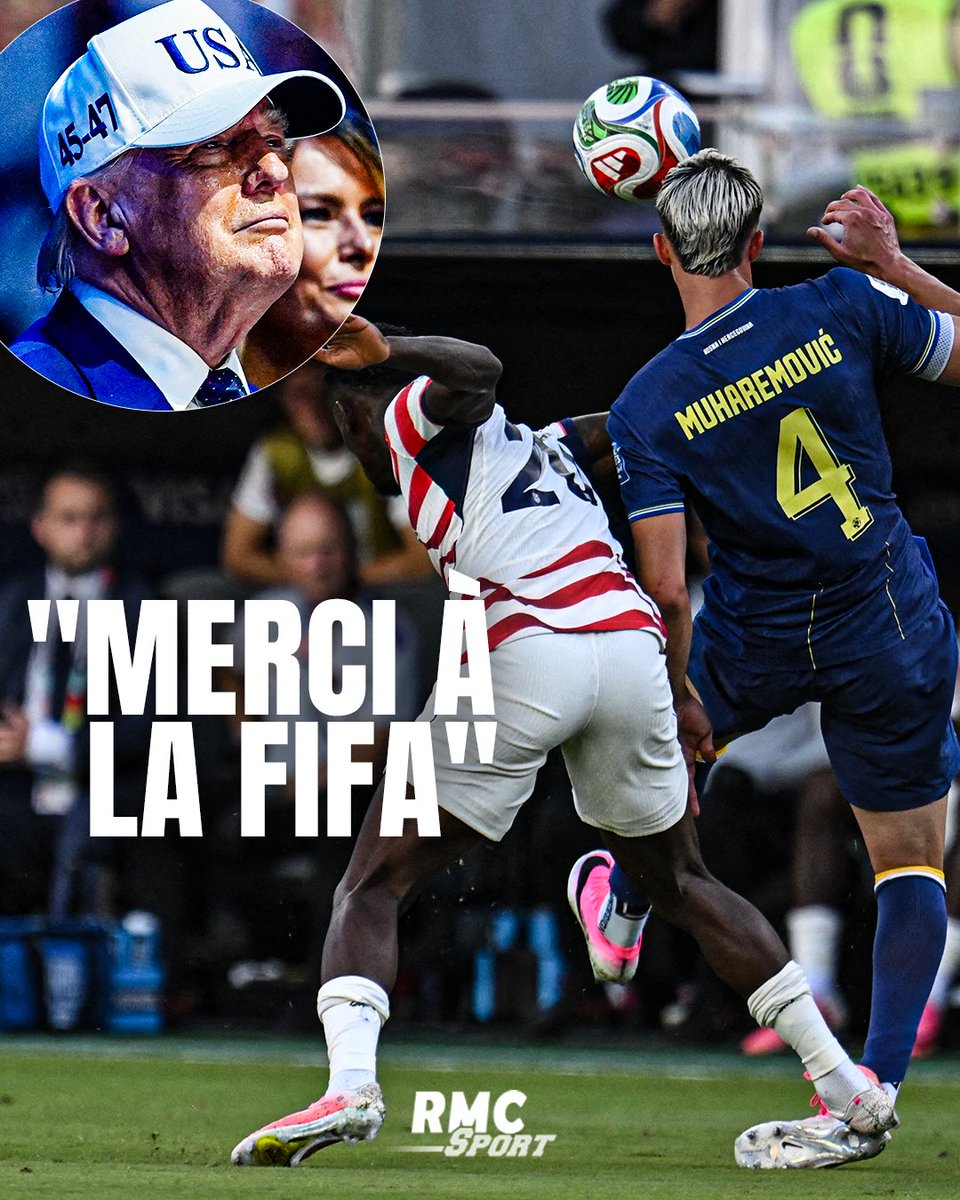 RMCsport's tweet photo. Exclu lors de Etats-Unis - Bosnie, Balogun devait initialement être suspendu pour le 8ème de finale contre la Belgique... Sauf que son carton rouge a été annulé à la surprise générale avant Etats-Unis-Belgique. Donald Trump remercie la Fifa.
https://t.co/dMsl6ag6z0 https://t.co/JGkNhvxl3p
