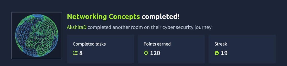 AkshitaDixit_15's tweet photo. 🌐Completed Module 5 of the Cyber Security 101 path on @tryhackme
✅Networking Concepts & Essentials
✅Networking Core & Secure
✅Wireshark
✅Tcpdump
✅Nmap
✅Active Reconnaissance
#TryHackMe #CyberSecurity #Networking #Wireshark #Nmap #Tcpdump #CyberSecurity101 #LearningInPublic https://t.co/HSV5WQAmUc