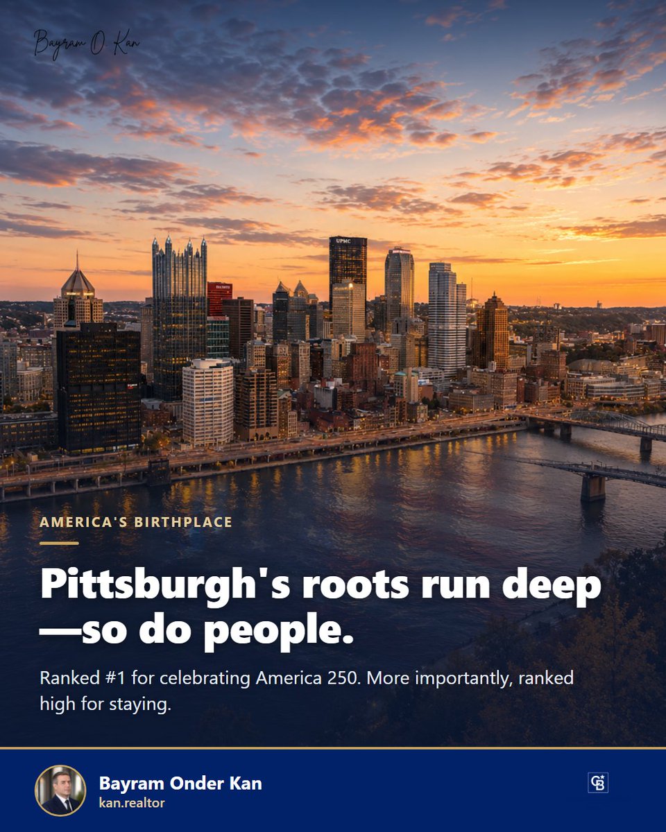 BayramOnderKan's tweet photo. Pittsburgh just ranked #1 Best Place to Celebrate America 250. ๐บ๐ธ No surprise โ this city has always shown up. Great place to celebrate. Even better place to live. #Pittsburgh #CBRealty #BayramOnderKan
--- https://t.co/jVzAkuN75z