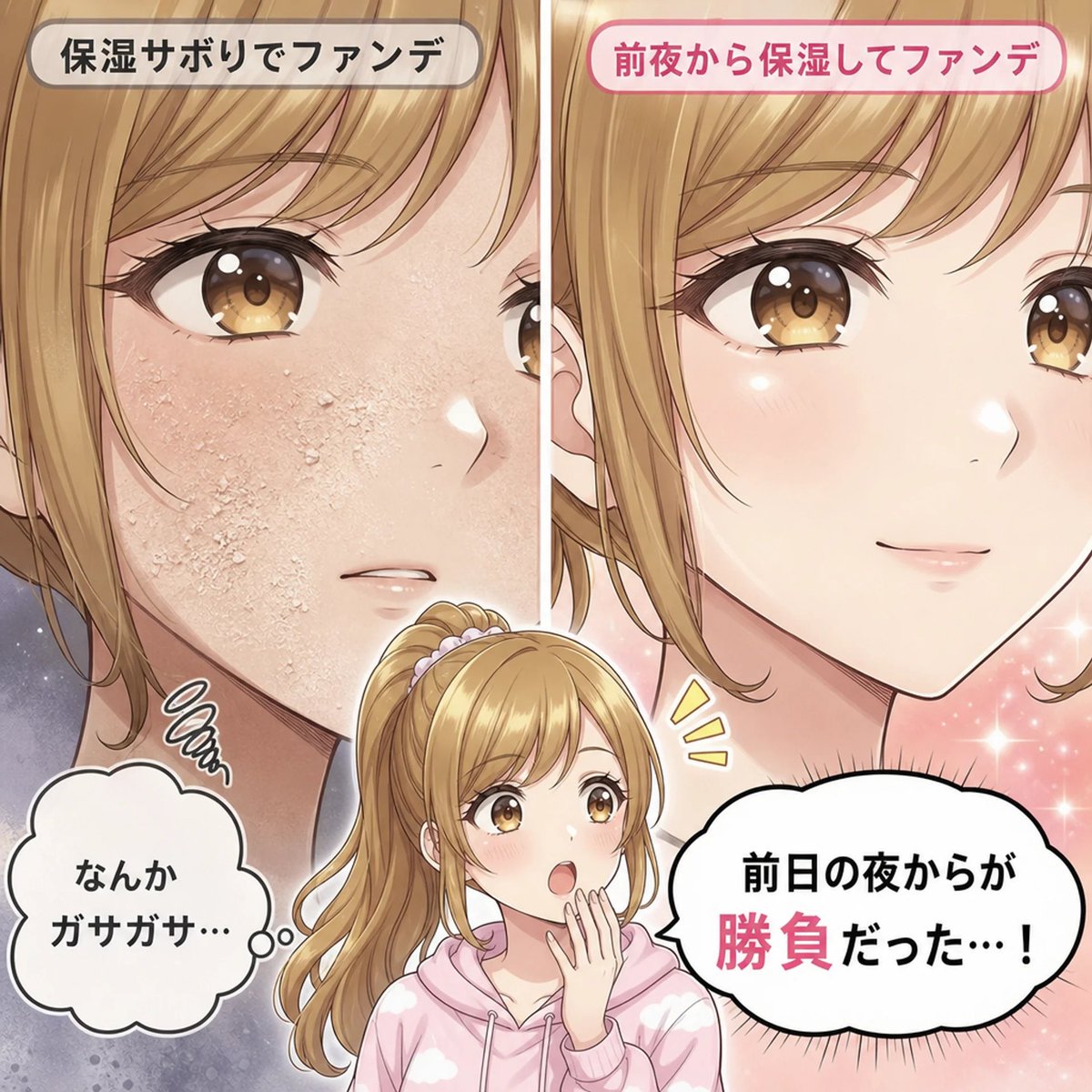 TOKYOOPH's tweet photo. 当日の朝じゃなくて、前の晩の保湿で差がつきます。
化粧水と乳液をしっかり塗って寝るだけで、翌朝の肌のなめらかさが別物に。
#女装メイク #女装初心者 https://t.co/m9OdhtzUhc