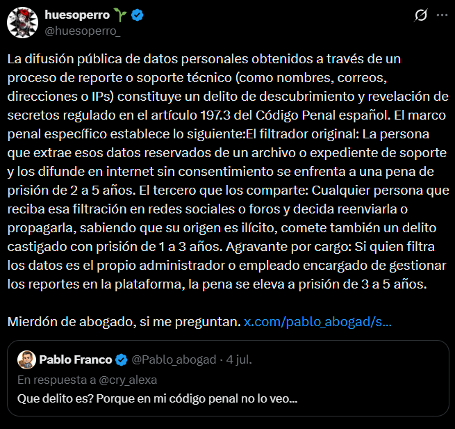 fley_es's tweet photo. 🚨🔥HUESOPERRO DEMANDARÁ AL ACOSADOR Y ADEMÁS HUMILLA AL ABOGADO DE DALAS 
Huesoperro ha decidido pasar a la acción y denunciar por la vía judicial. Y de paso, le da una lección al abogado de Dalas, famoso por su icónica frase “explícamelo como si fuese un niño de 5 años”. https://t.co/F0JQNbiav8
