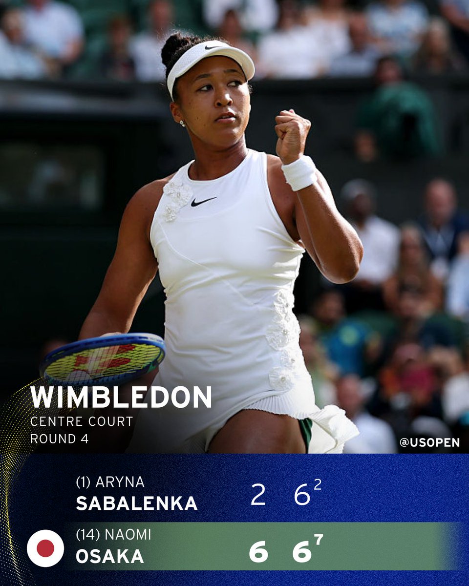 usopen's tweet photo. Naomi Osaka, Wimbledon quarterfinalist! https://t.co/85nxoNxiac