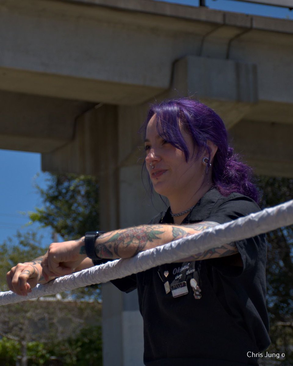 Rudo_Rampage's tweet photo. The Non-Binary,  Bisexual,  Barista with blue adjacent  hair.  
#FullQueer #wrestling   @fullqueer @okidokiokami https://t.co/DfJruNmrUj
