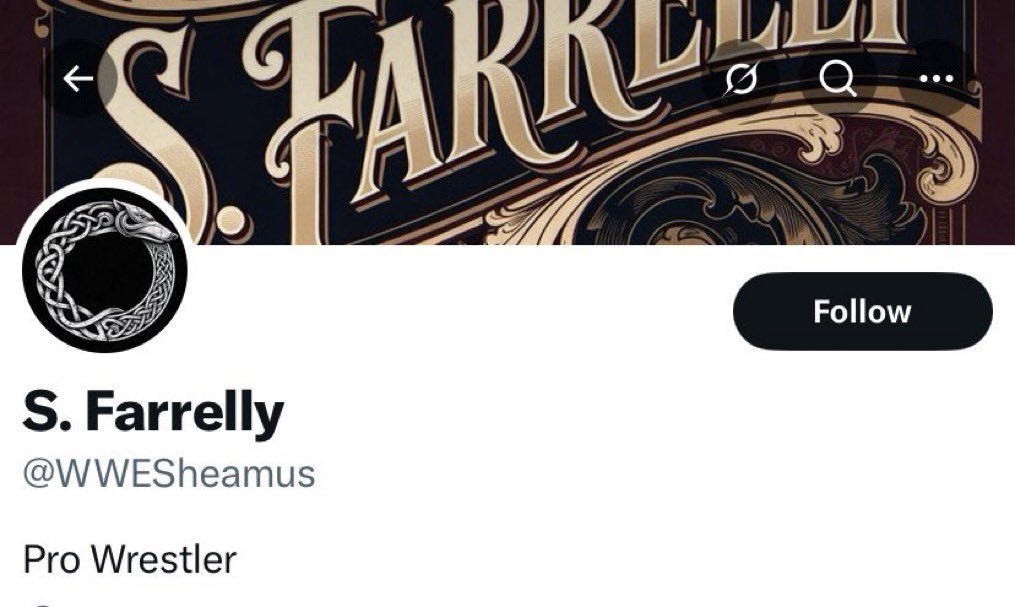 FadeAwayMedia's tweet photo. Sheamus has just changed his X profile to his real name. https://t.co/7dZJSDGzd9