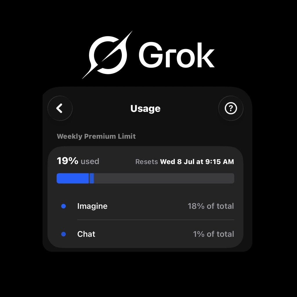 cb_doge's tweet photo. BREAKING: Grok now has a dedicated Usage tab where you can track your limits in real time. You can now see limits for Chat, API, Build, and Imagine.

Go to Settings → Usage to access it.

Update to the latest version from the App Store. https://t.co/VxtD7mfTYB