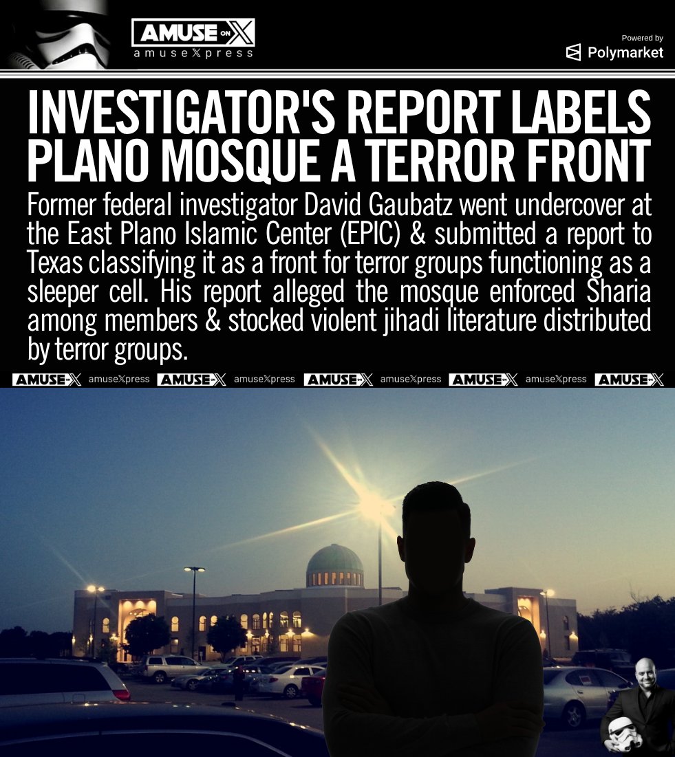 amuse's tweet photo. ISLAMIFICATION: A former federal investigator went undercover at the East Plano Islamic Center & reported it to Texas as a terror front operating like a sleeper cell.