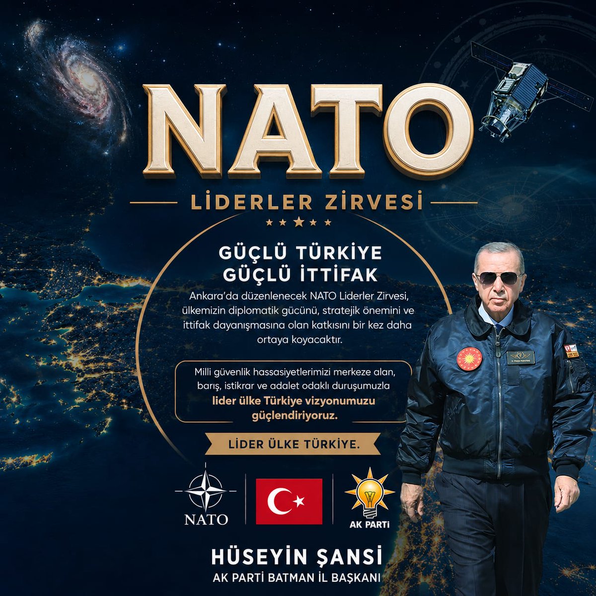 SansiHuseyin's tweet photo. Türkiye, Cumhurbaşkanımız ve Genel Başkanımız Sayın @RTErdogan ’ın liderliğinde artık küresel meselelerin konuşulduğu değil, yön verildiği ülkedir.

Ankara’da gerçekleştirilecek NATO Liderler Zirvesi; ülkemizin diplomatik gücünün, güçlü savunma sanayiinin ve lider ülke vizyonunun en somut göstergelerinden biridir.

Lider Ülke Türkiye. Güçlü Türkiye.

🇹🇷 #NATOSummit #Nato
#GeleceğinMührü