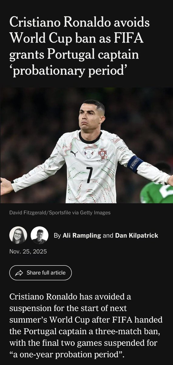 USMNTOtaku's tweet photo. All this outage about Folarin Balogun’s red card being lifted. Didn’t see any outrage when this also happened to Cristiano Ronaldo. https://t.co/iDy5tx2gMV