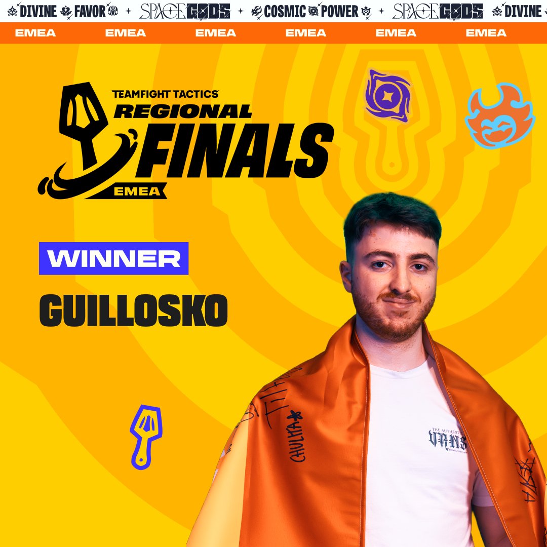 CompeteTFT's tweet photo. 🏆 EMEA HAS A WINNER 🏆

@Guillosko has been absolutely dominant, cementing himself as the undisputed champion of the #TFTRegionalFinals!

Congratulations, and best of luck on your journey to winning the Tactician’s Crown! 👑 https://t.co/6KiE7Z2uke
