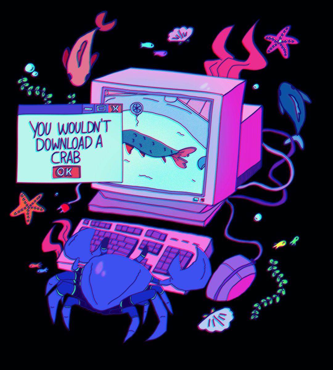 pochiimu's tweet photo. Crab on da puter, what it boutta do
--
shirt design I made for my bf, hope he'll like it teehee https://t.co/5gdu2LTxy6