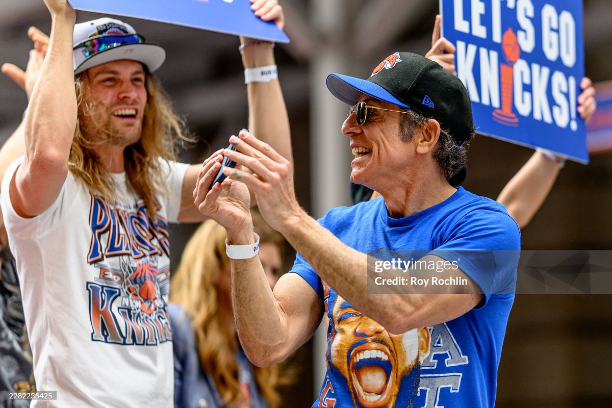 BenStillerFan1's tweet photo. NEW YORK, NEW YORK - JUNE 18, 2026

New York Knicks Championship Parade &amp; Ceremony

Ben Stiller during the New York Knicks  Championship ticker tape parade and victory rally celebrating winning  the 2026 NBA Finals on June 18, 2026 in New York City. 

Photos: GettyImages https://t.co/jbLhoJcKmP
