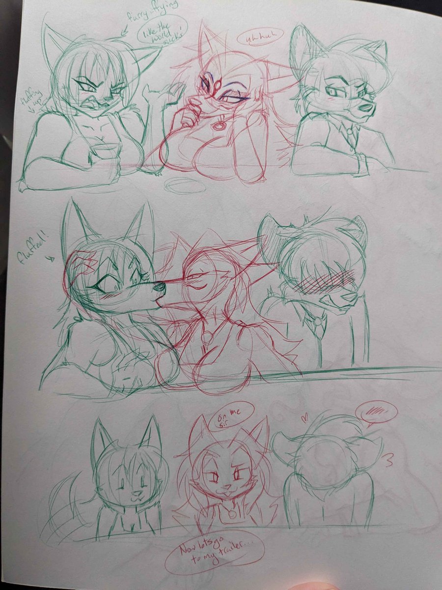 Nekotigerfire's tweet photo. Things get a bit frisky in the backstage for poor Leo. Asuka likes to play with her toys on occasion...
also bonus Tet, Asuka and Leo getting excited and take it to the bedroom

Art, Asuka and Leo belong to @kitsunegamer64 and me
Tet Satou (Tettykins) belongs to @alopexLagopus https://t.co/Bu8gni1DOP