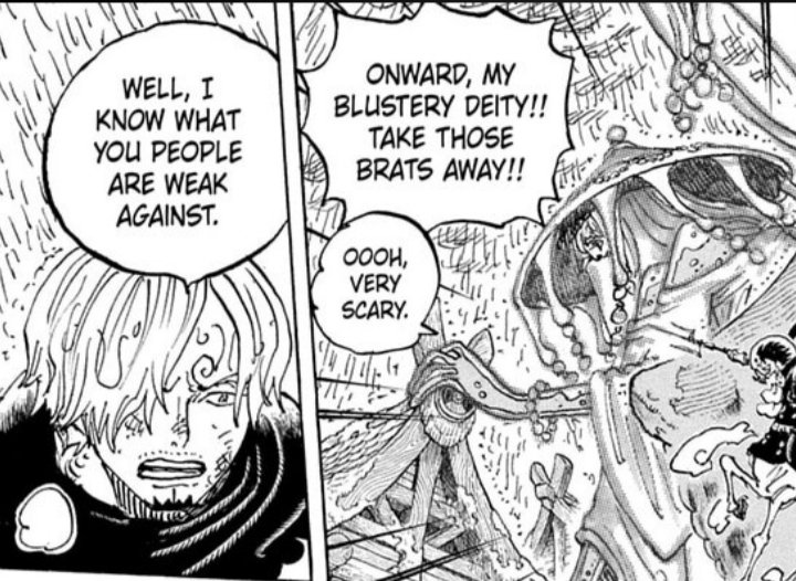 siimonXmusashi's tweet photo. #ONEPIECE1187

Sanji's reaction here is interesting, He look sad

Unlike Luffy and Zoro, who always  has confidence, Sanji pauses after saying the Holy Knights weakness

Whether it's doubt or just processing Gaban's words, Oda gives Sanji a different emotional beat than the other https://t.co/AJMuFf1v72